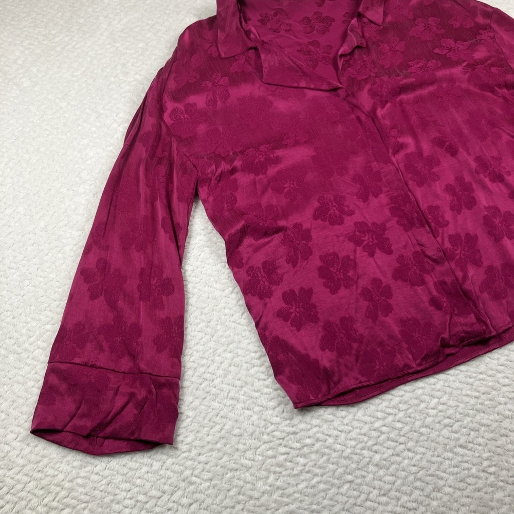 Zara Trafaluc Collection Blouse Womens Small Magenta Casual Business Button Up - Picture 4 of 13